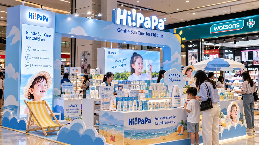 Concept visual of a Hi!papa children’s sun care pop-up experience